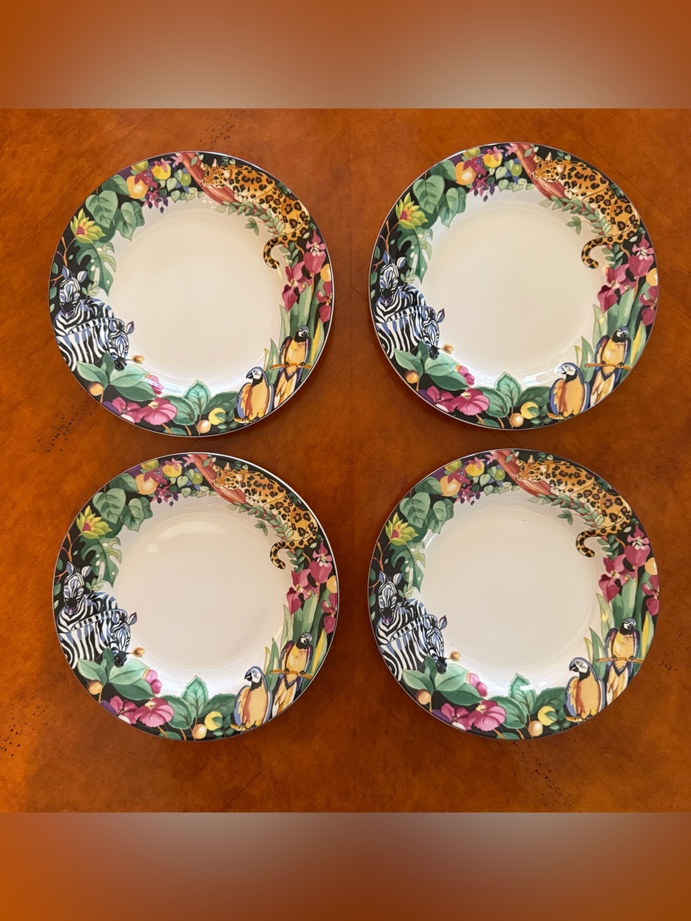 Vitromaster Rain Forest Salad Plates 7.75" Sue Zipkin Vintage 1993 – Set of 4